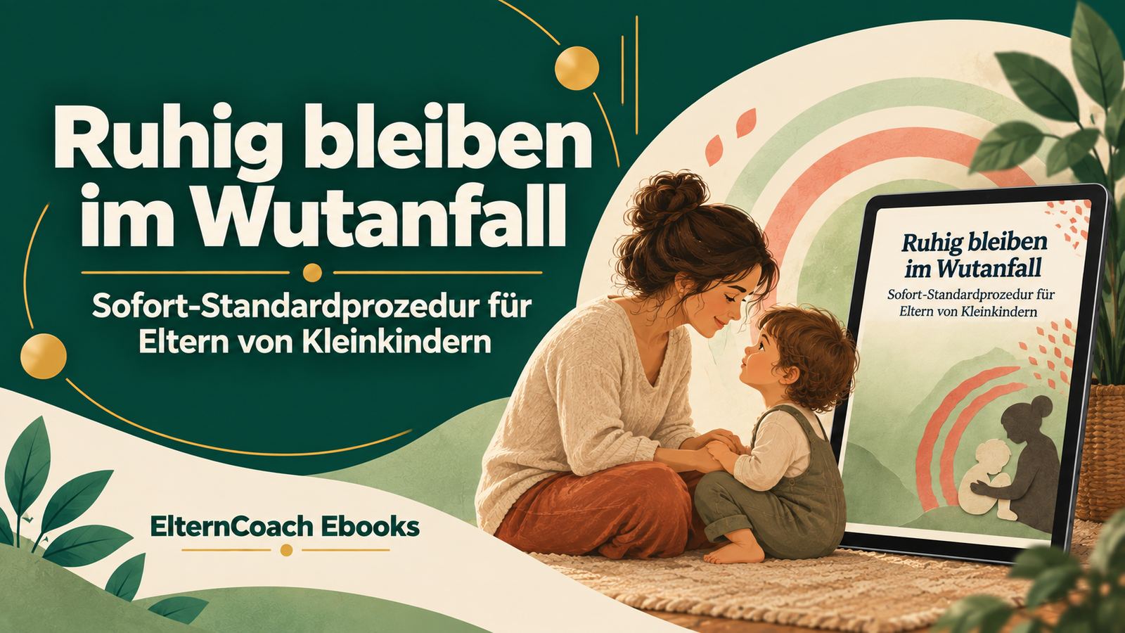 Mutter hält die Hände ihres Kleinkindes und beruhigt es nach einem Wutanfall